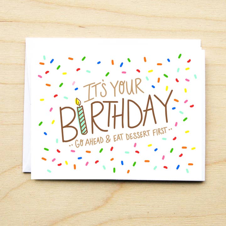 Dessert First Card for wholesale by KTF Design Co.