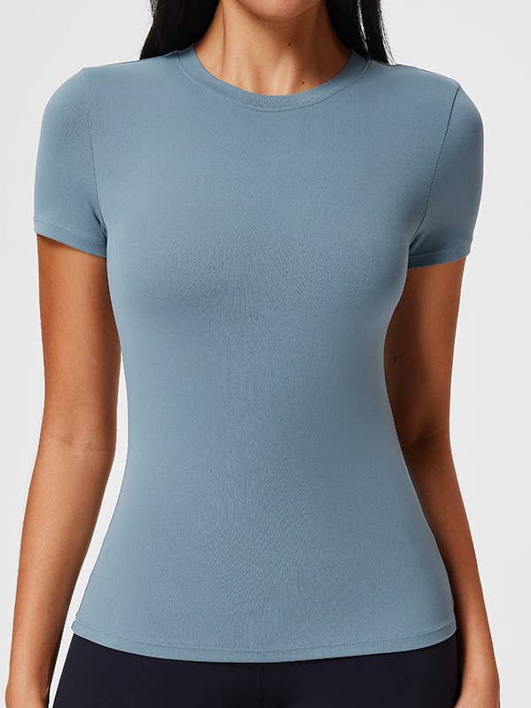 Fitted Short Sleeve Crewneck Tee Sports top for wholesale by Rosa Clothing