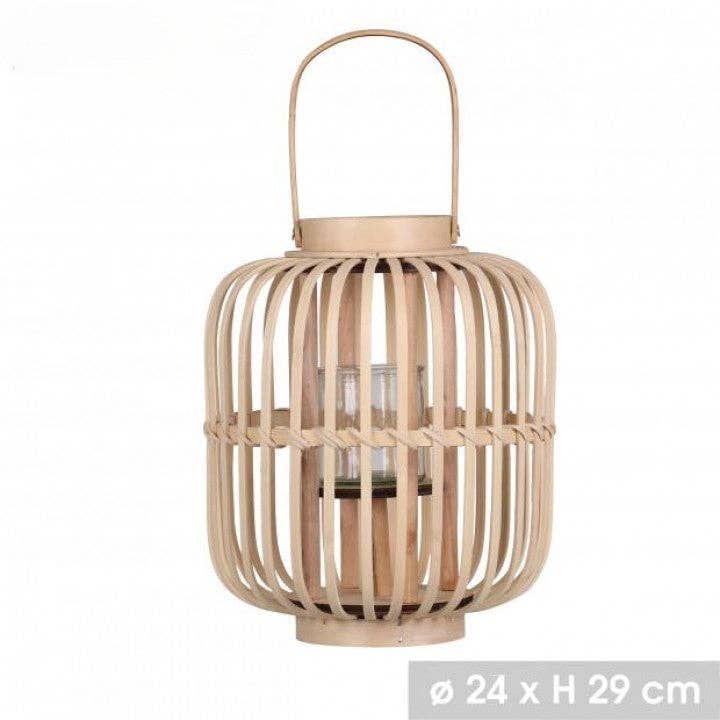 Bella Lanterna Alaya decorazione naturale bambù vimini rattan interno & esterno - da posare o sospendere - per la vendita all'ingrosso da parte di Boutique Huléti