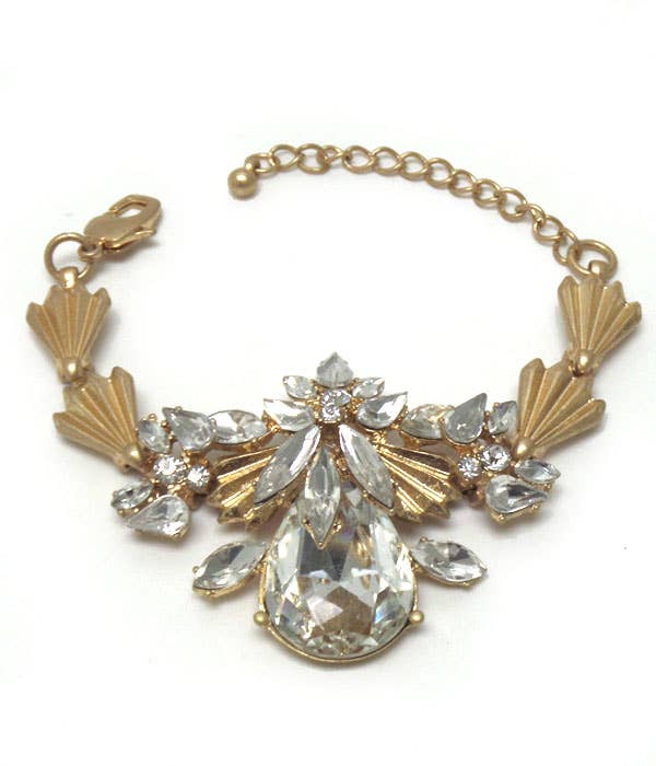 Jewelry Max - Wholesale Charm/Dangle Bracelet - ( R305 )  TETURED METAL WITH CLEAR STONES BRACELET0