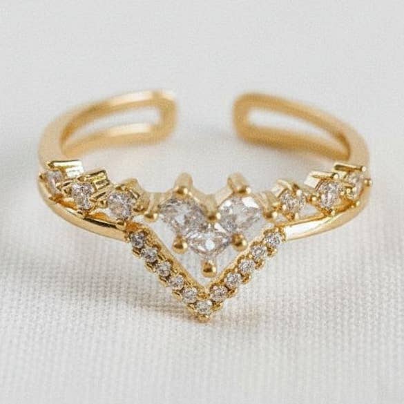 Kroon-geïnspireerde verstelbare edelsteenring voor wholesale door Ellemadera