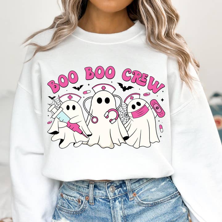 NVC Ecommerce LLC - Venta al por mayor Camiseta estampada - Mujer - Camisa Boo Boo Crew, sudadera Ghost Nurse, Nurse Halloween2