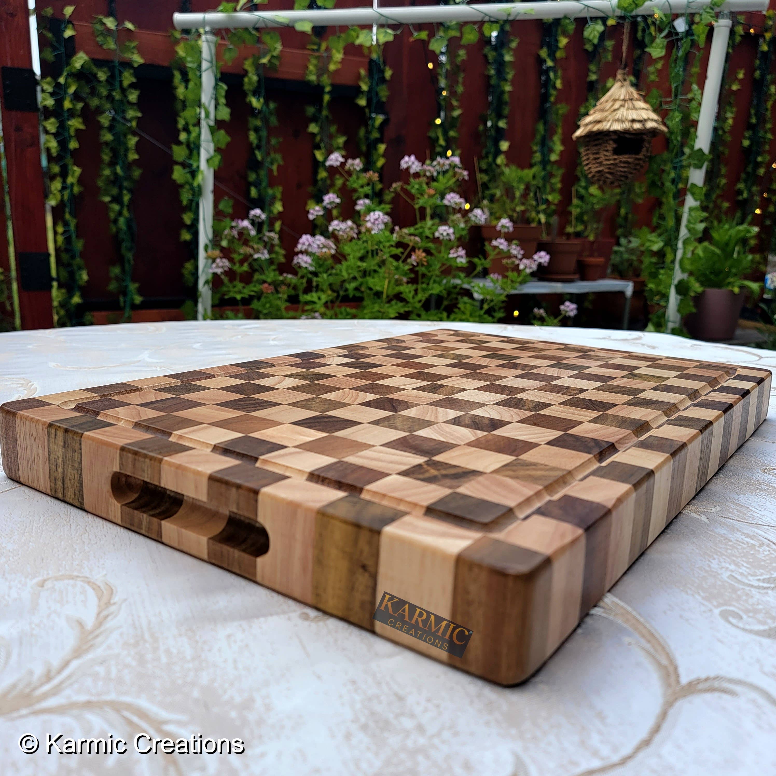 Karmic Creations - Wholesale Cutting Board - End Grain Checkered Cutting Board (Kitchen Size & BBQ Size)2