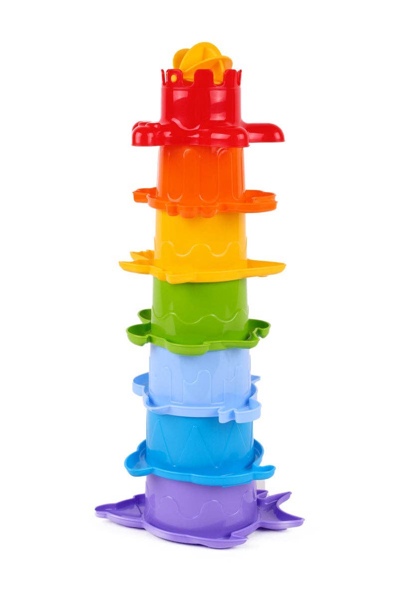 Fainotoys – Brinquedo de banho - Bebé por atacado – Brinquedos de Banho TECHNOK para Bebês - 12 peças com Copos Empilháveis Arco-íris2