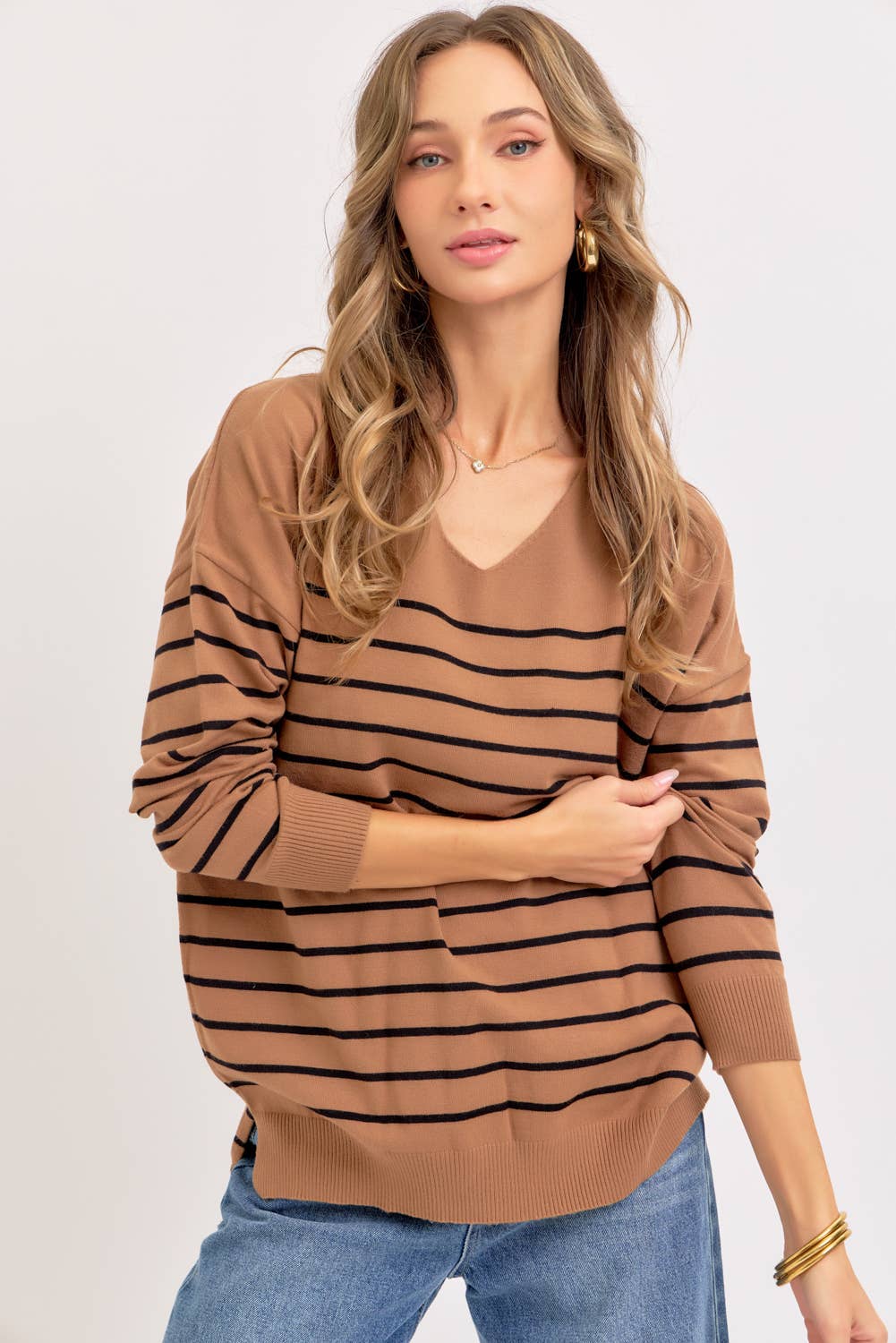 Sweet Lovely by Jen - Vente Pull en maille – femme - PULL À RAYURES SURDIMENSIONNÉ CONFORTABLE49