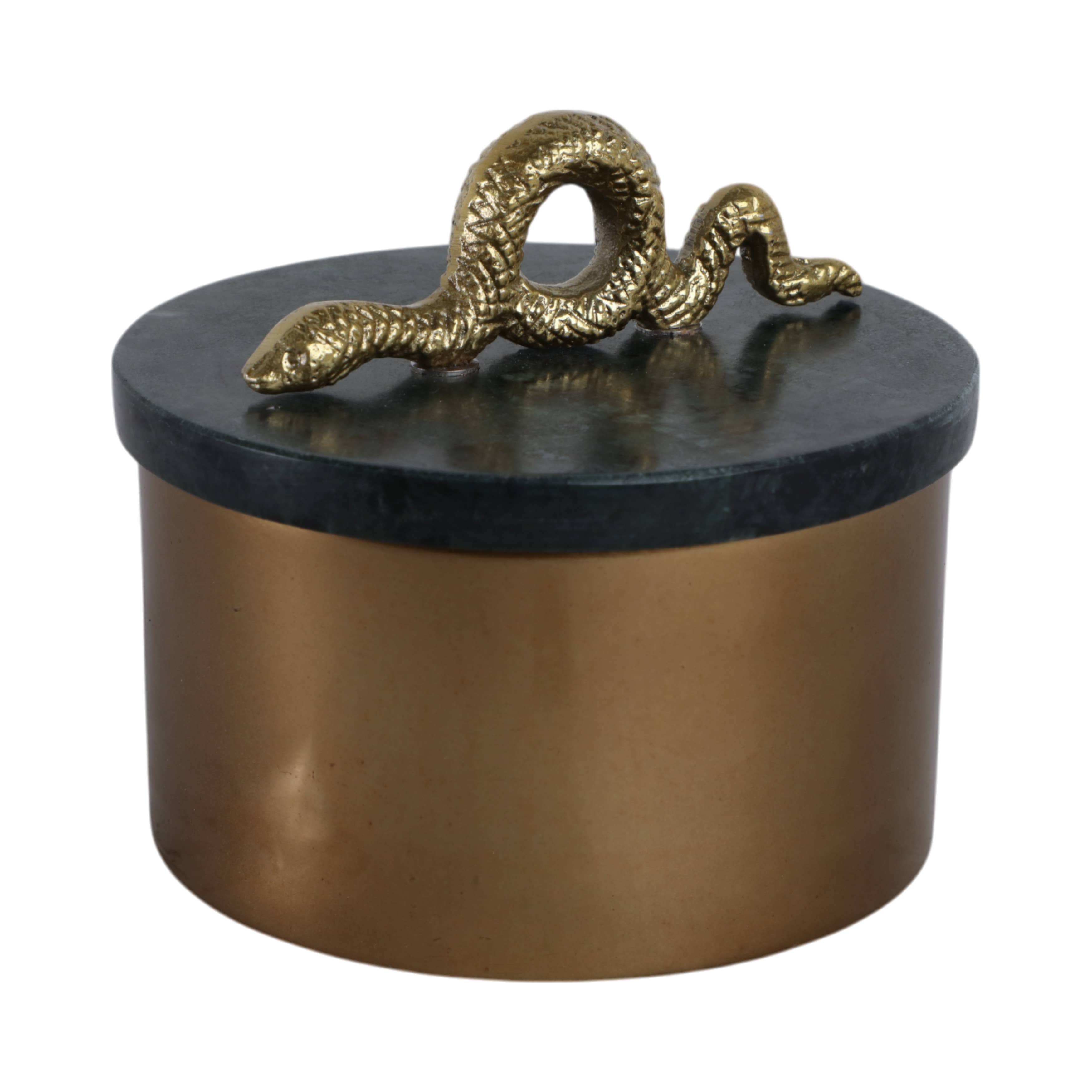 Sagebrook Home - Wholesale Decorative Box - Decorative Box - Gold Metal Round Snake Handle, 5 in.7