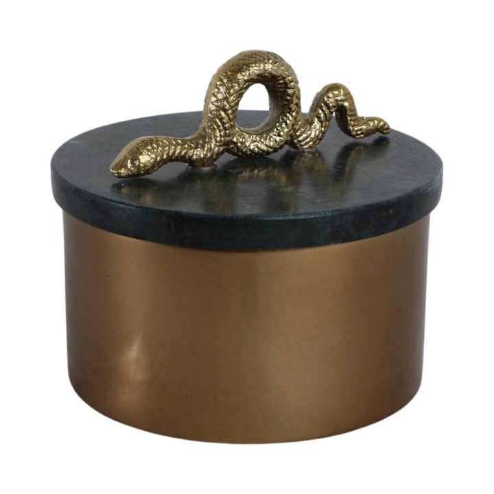 Sagebrook Home - Wholesale Decorative Box - Decorative Box - Gold Metal Round Snake Handle, 5 in.7