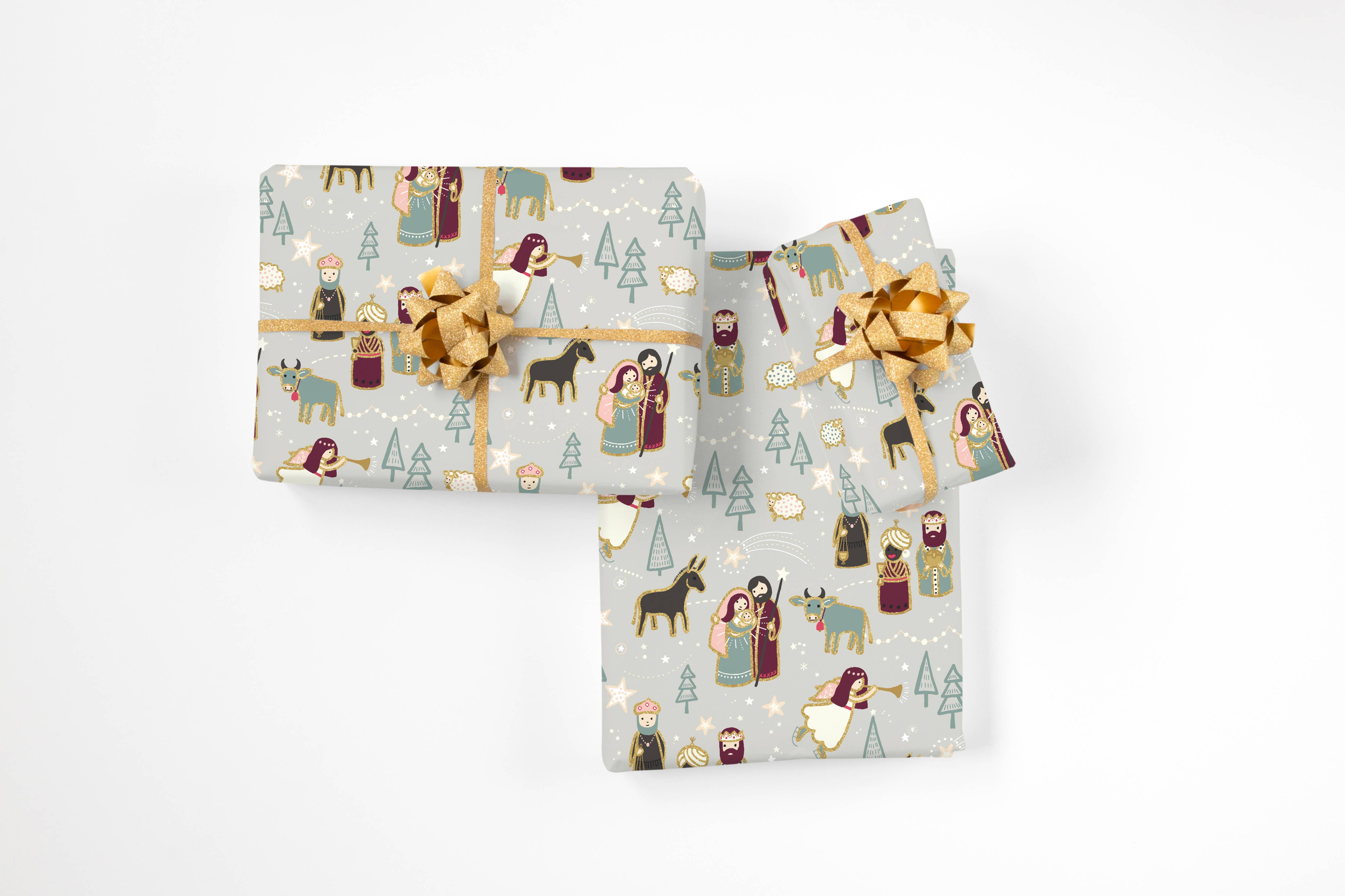 Stesha Wrapt - Wholesale Flat Wrap - Christmas Nativity Scene Gift Wrap