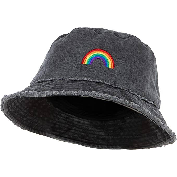 Funky Junque - Wholesale Bucket Hat - Women's - Embroidered Bucket Hat (Rainbow - Black)3