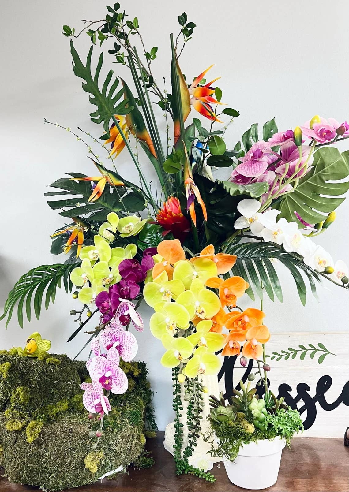 Angel Isabella - Wholesale Artificial Flowers - 36" Real touch Large bloom Phalaenopsis Orchid-9 Flowers12