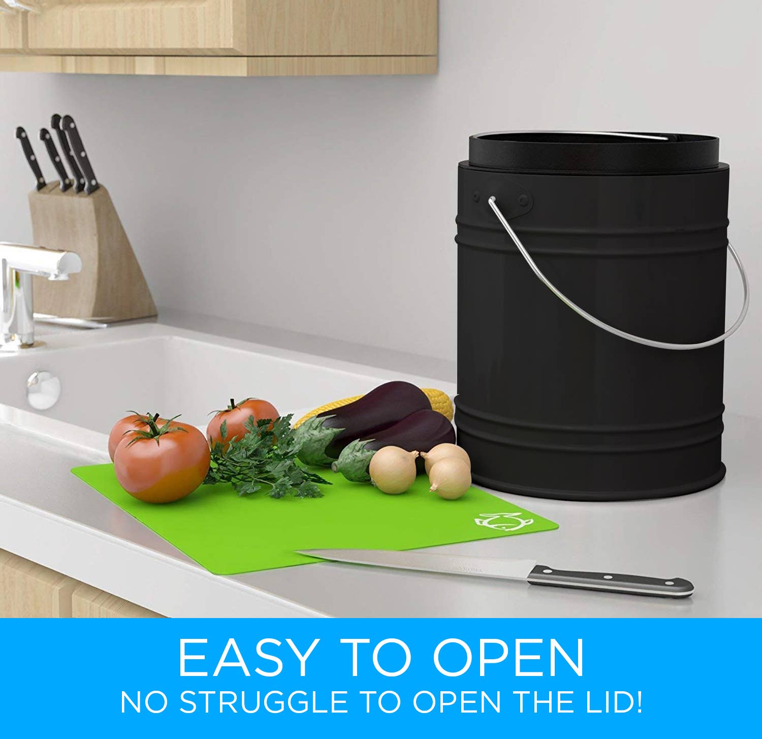 Cooler Kitchen - Wholesale Kitchen Tool/Gadget - Cooler Kitchen 3-Liter Kitchen Compost Bin w/ EZ-No Lock Lid12
