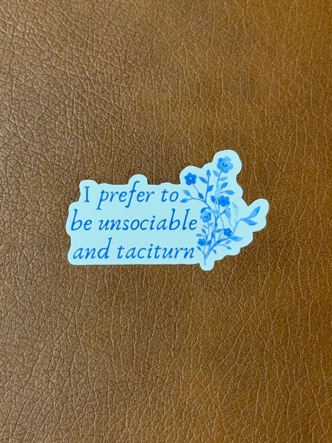 Pride & Prejudice Jane Austen Sticker - Unsociable/Taciturn for wholesale by Backing Wanderlust