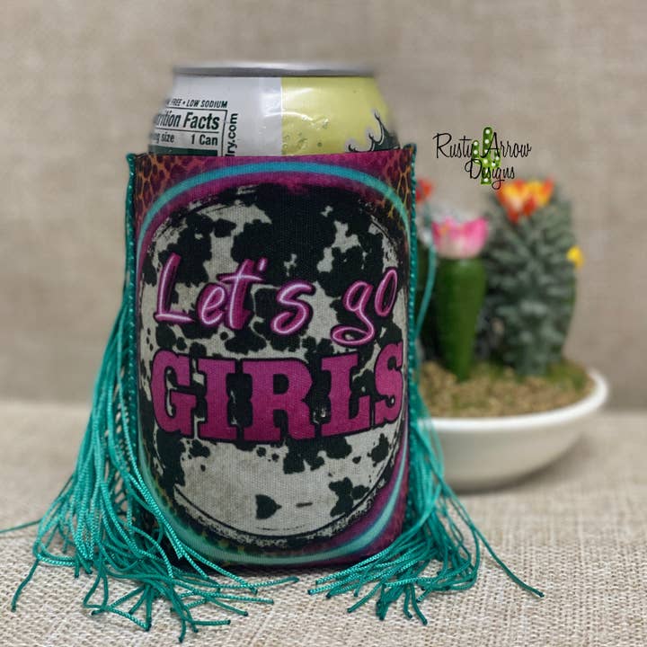 Regular Neon Let's Go Girls Fringe Koozie for wholesale by RAD Wholesale
