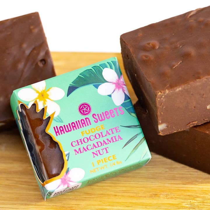 Hawaiian Sweets - Wholesale Fudge - Chocolate Macadamia Nut Fudge | 1/4 lb pc | Made in Maui1
