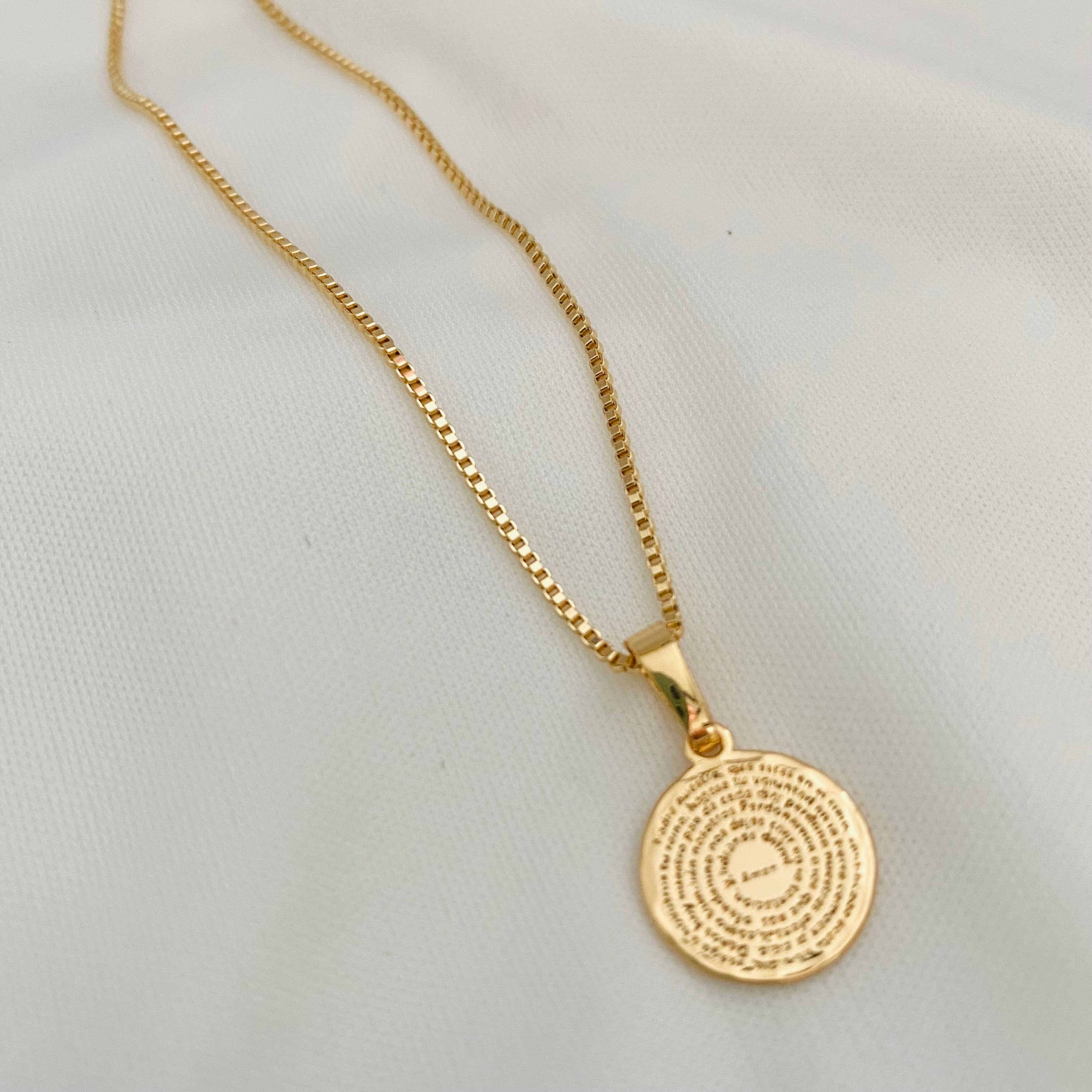 Housegoldjewelry – Großhandel Kette mit Anhänger/Charm – Spanische Gebetsmedaillon-Halskette, Vaterunser-Gebetsmedaille9