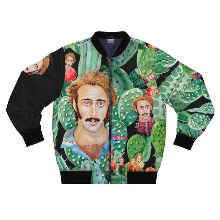 Watercolors by Joshy - Venta al por mayor Chaqueta bómber - Hombre - Bomber bomber retro de arte independiente «Raising Arizona» de Nicolas Cage, chaqueta de vuelo Trippy Cactus de H.I. McDunnough, chaqueta bomber artesanal de los 80