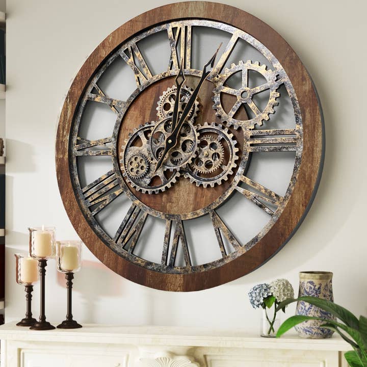 AMERICA LINE WALL CLOCK 24 INCH VINTAGE BROWN for wholesale by The Gears Clock