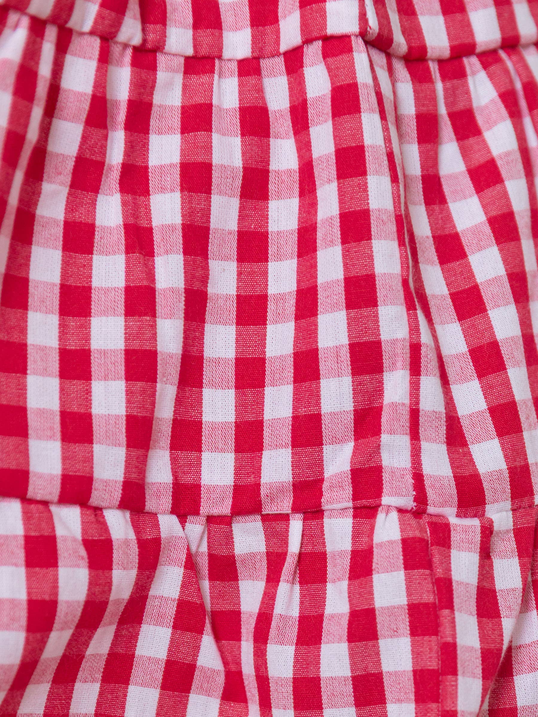 Baby Girls Classic Red Gingham Short Sleeve Skirted Romper for wholesale on Faire6
