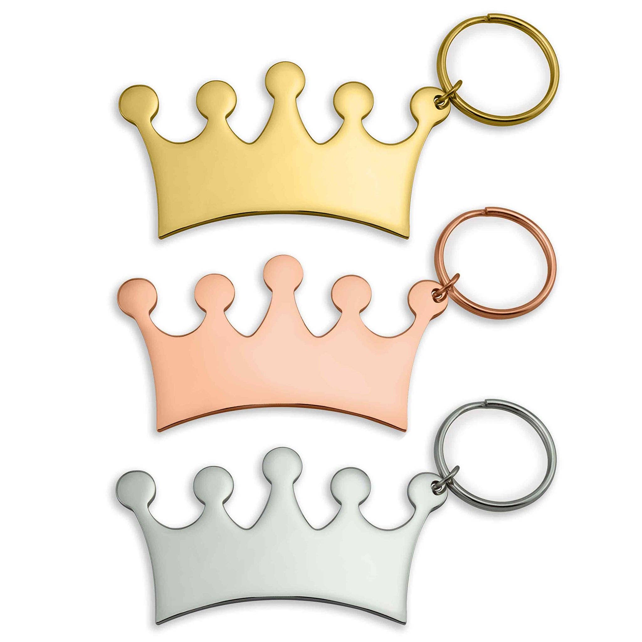 WJW – wholesale Keychain – Women&#x27;s – Engravable Crown Stainless Steel Keychain2
