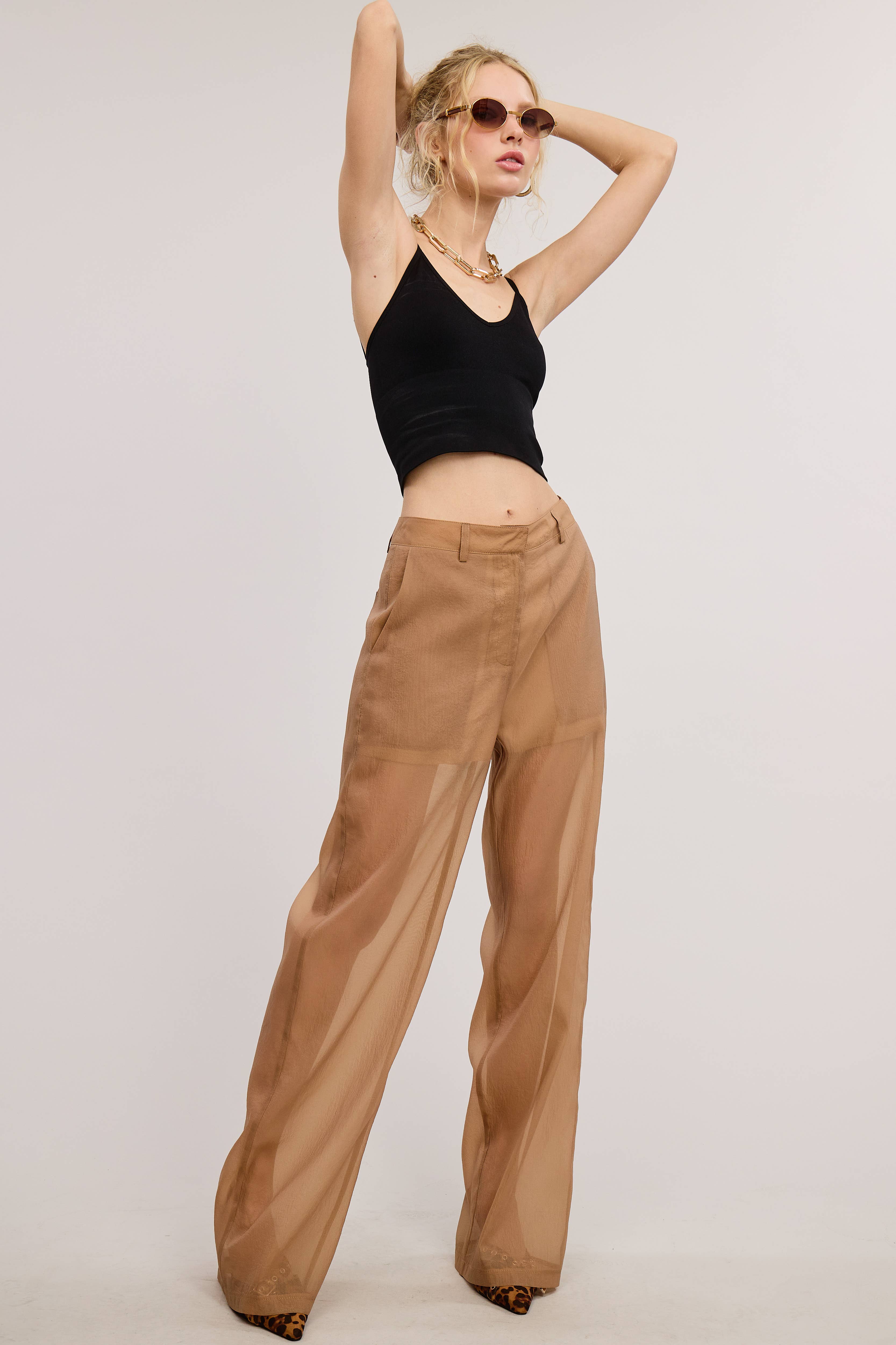 Mimosa - Wholesale Pants - Women's - Straight Leg Sheer Organza Pants with Lined Shorts10