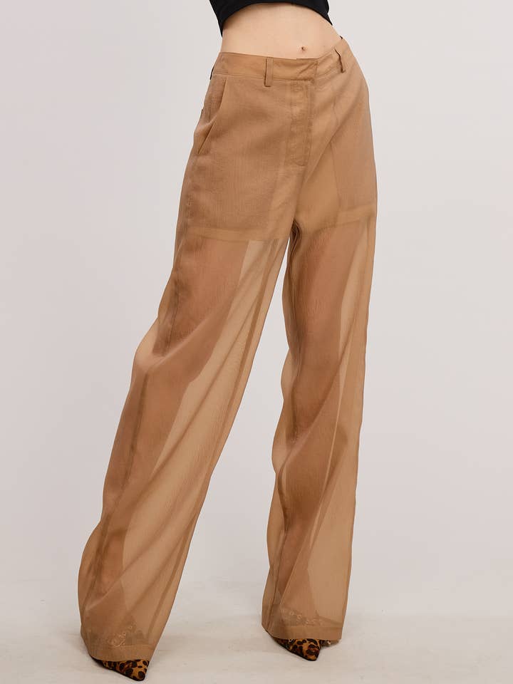Mimosa - Wholesale Pants - Women's - Straight Leg Sheer Organza Pants with Lined Shorts10
