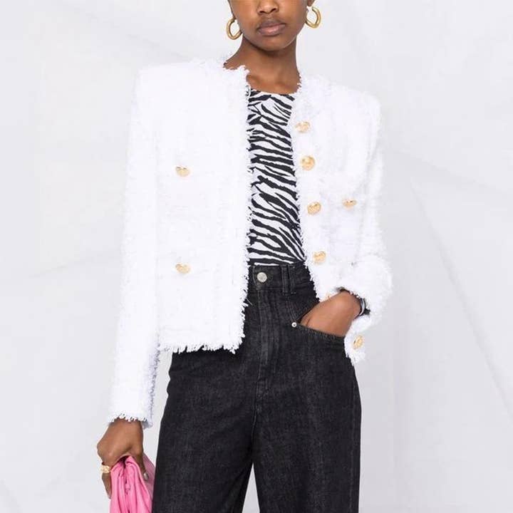 Clarissa White Tweed Jacket for wholesale by ALLARA