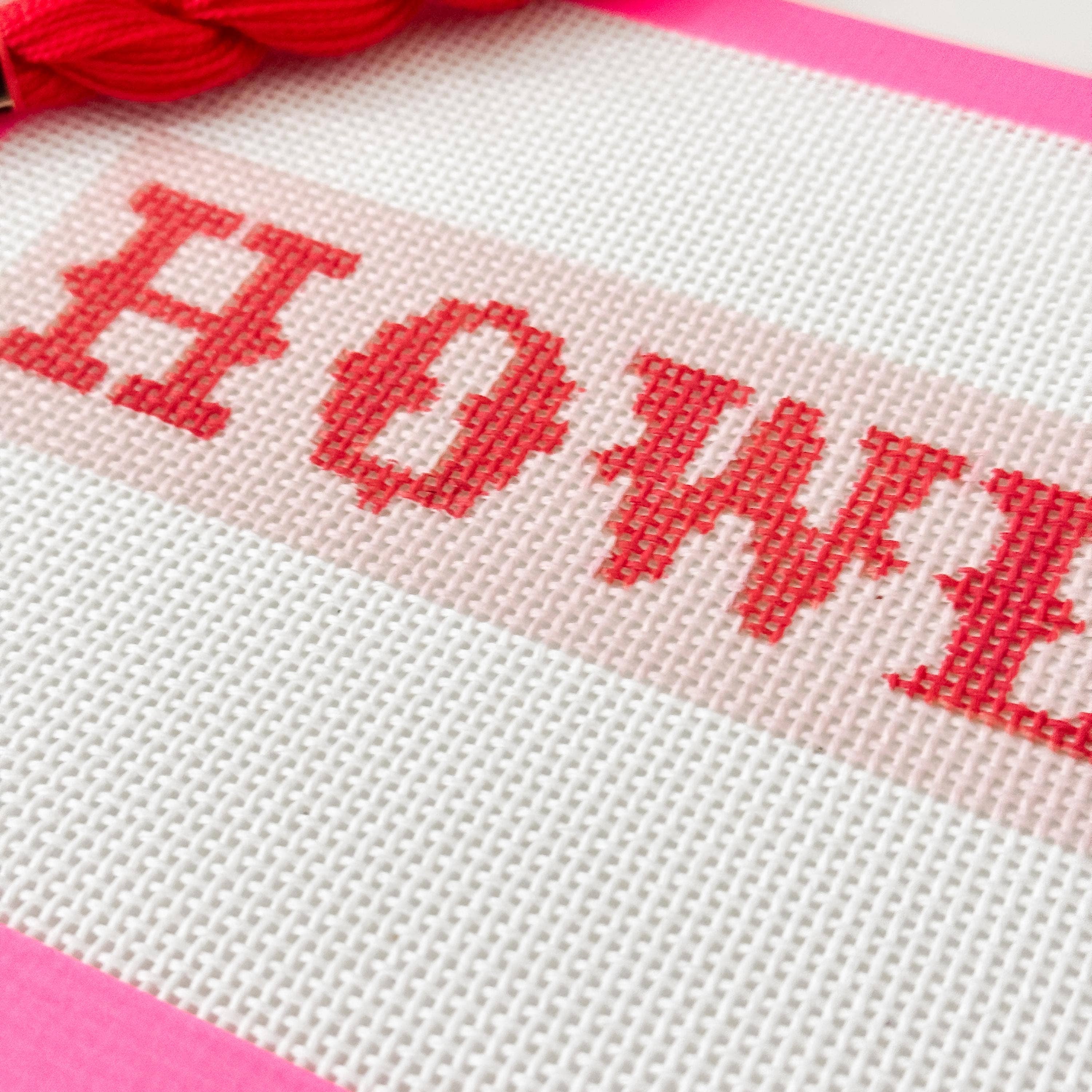 Cotswold Co Designs - Vente Accessoire de broderie/point de croix - Bonjour Signet 2”x7 13 Mailles Toile de Tapisserie Peinte à la Main, Toile de Tapisserie Esthétique Moderne, Toile de Tapisserie Bonjour7