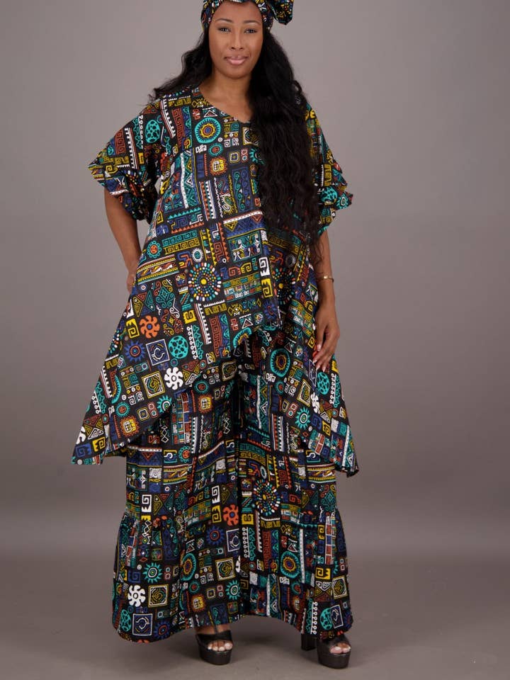 Geoemtric Print 2 Piece Pants Set APS-25082-264 for wholesale by Advance Apparels