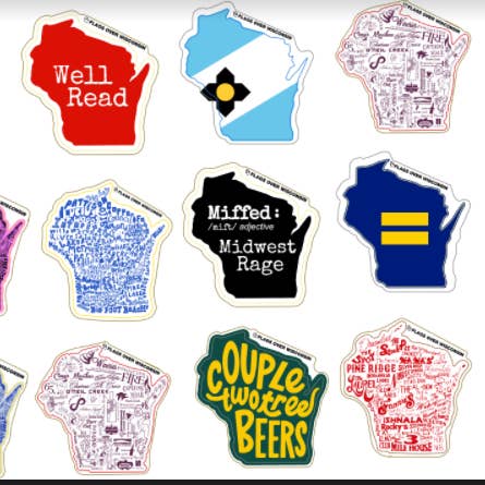 Flags Over Wisconsin - Wholesale Sticker - Wisco Sticker Fun Pak 90