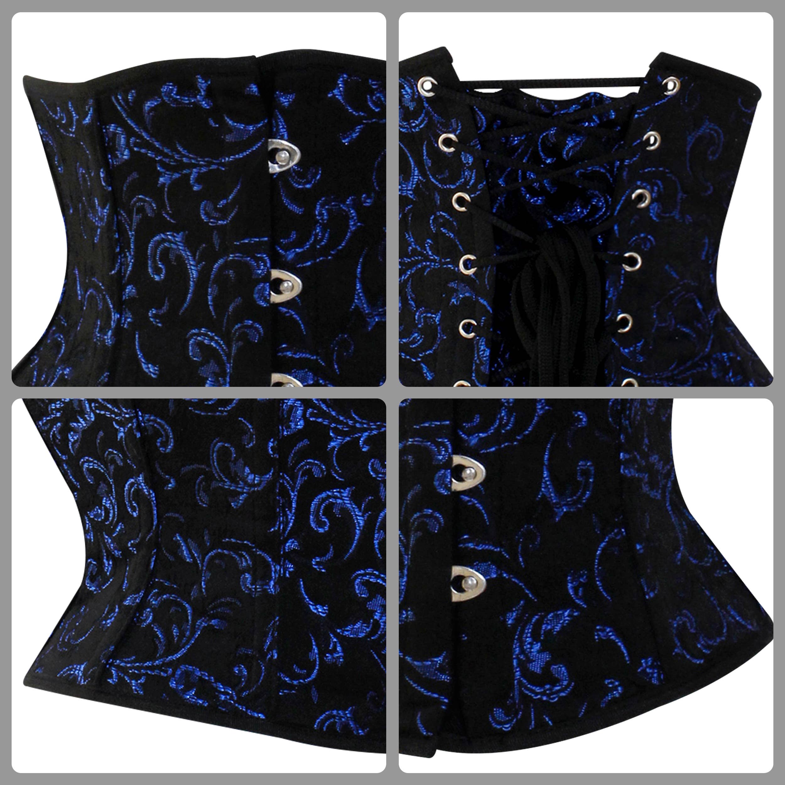 Attire Fashion Club - Wholesale Corset - Women's - Unique Blue Brocade Corset for Women- Waist Training, Gothic3