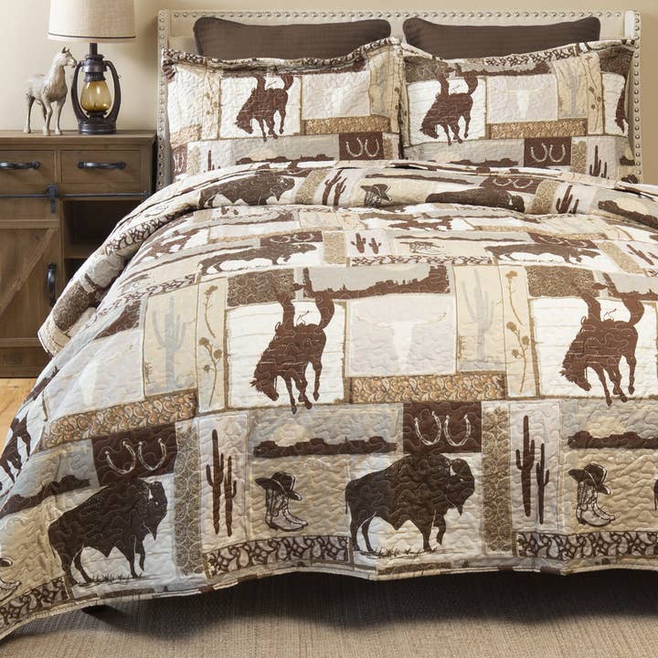 Carstens, Inc. - Wholesale Bedding Set - Wrangler® Vintage Cowboy Quilt Set