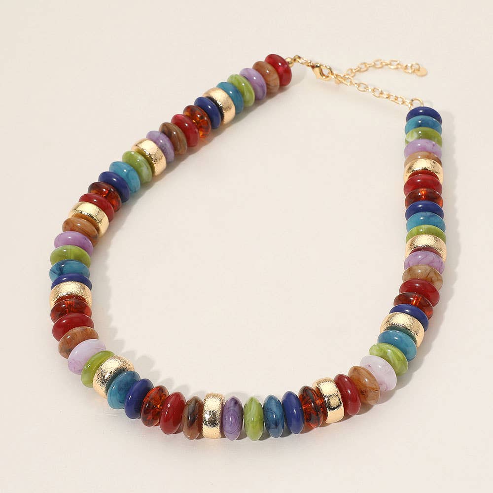 Sensibling Corp. - Wholesale Beaded/Pearl Necklace - Chunky Resin Disc Beaded Necklace15
