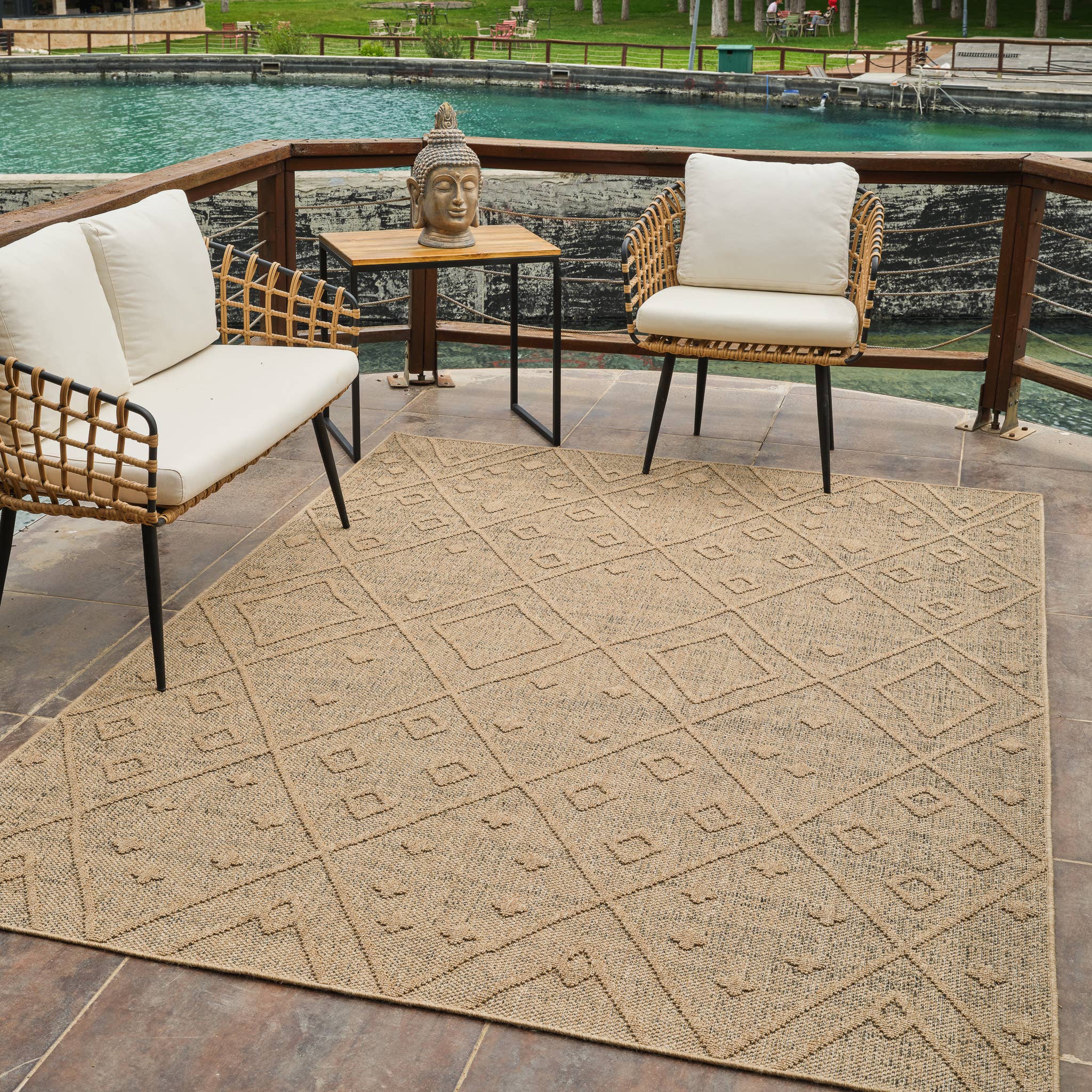 Abstract Boho Brown Beige Indoor Area Rug for wholesale on Faire8