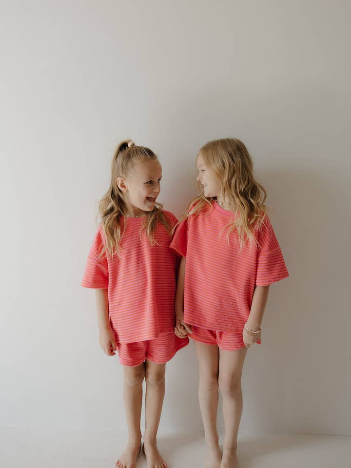 Forever French Baby - Wholesale Top & Short Set - Kids - Child Terry Short Set | Strawberry