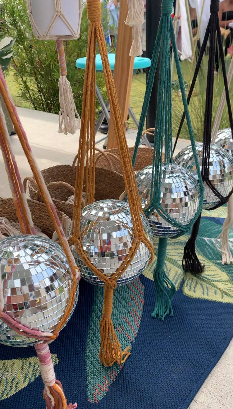 Rosie the Wanderer, Handmade Macramé - Wholesale Mobile - Macrame Disco Ball Hanger - choice of color7