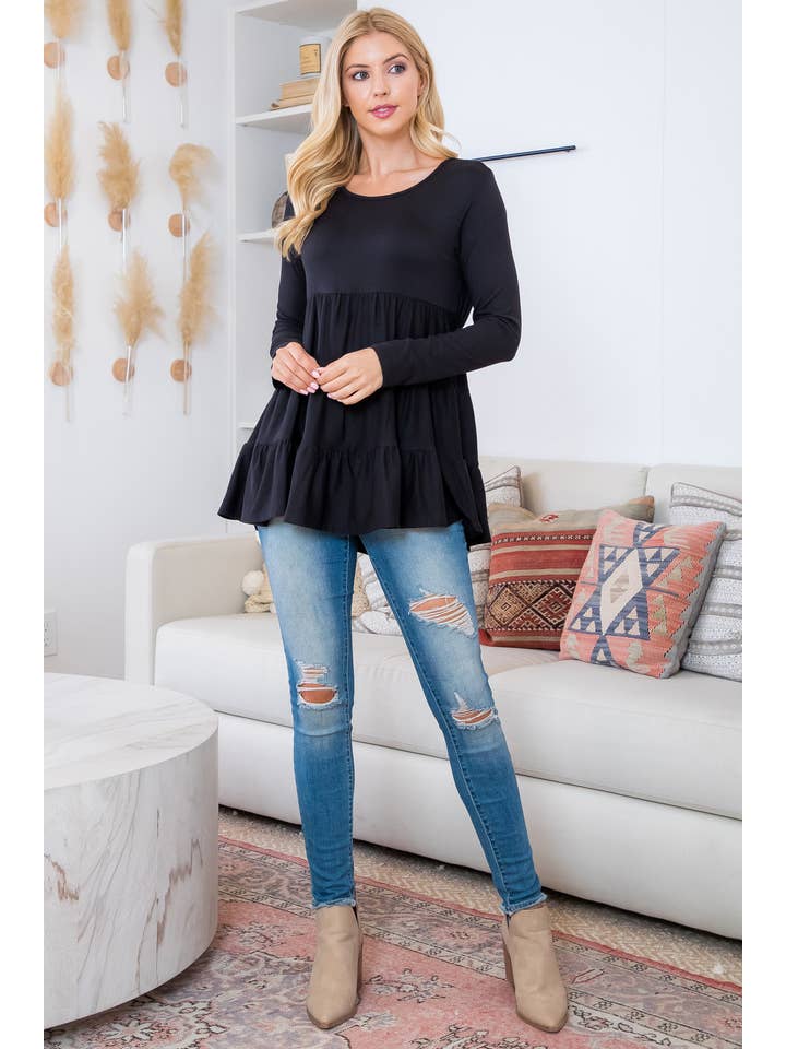 You & Me - Vendita all'ingrosso Tunica - Donna - YMT20005V-SOLID TOP A MANICHE LUNGHE A STRATI32