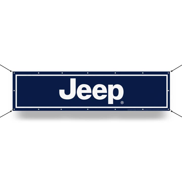 Banner - Jeep® Text - Navy for wholesale by Detroit Shirt Co.