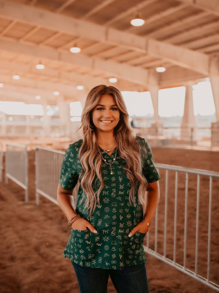 Caldwell Scrub Top for wholesale by Spurrin' Scrubs