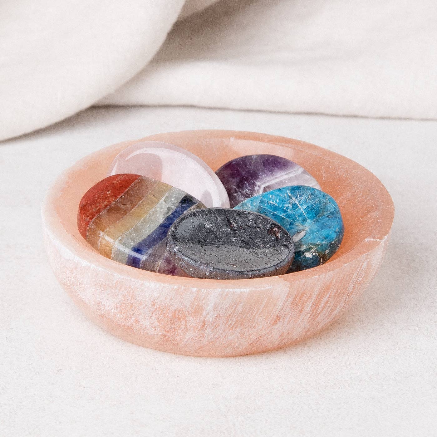 Tiny Rituals - Wholesale Crystal Charging Plate - Peach Selenite Crystal Recharging Bowl2