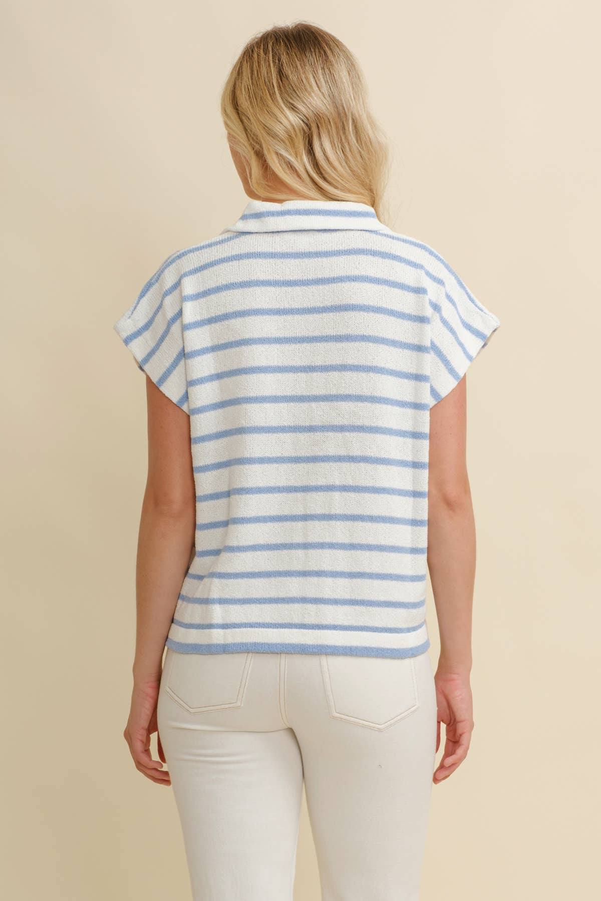 Cloud Ten - Wholesale Knit Top - Women's - CSW18065 - STRIPED COLLARED V NECK TOP13