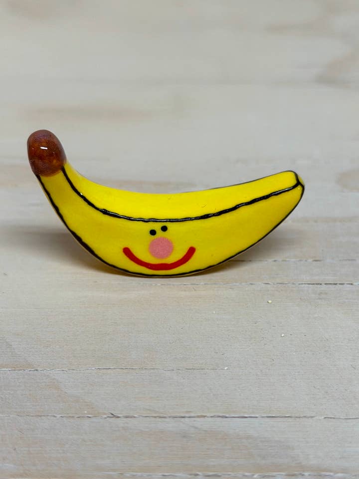 Banana Desk Pal - Mini Ceramic Trinket (Made to Order) for wholesale by Rolly Poly Studios