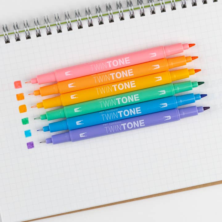 Tombow - Wholesale Marker - TwinTone Marker Set, 6-Pack Pastel2