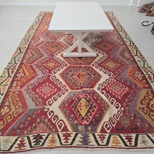 Antique Turkish Kilim Rug, Anatolian Wool on Wool Kelim, Kelim Teppich for wholesale by MesopotamiaRugs