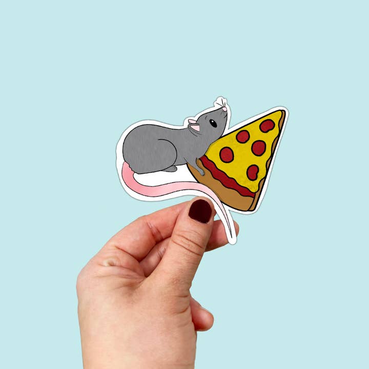 Autocollant imperméable NYC Pizza Rat en vinyle pour la vente par Songbird Artistry