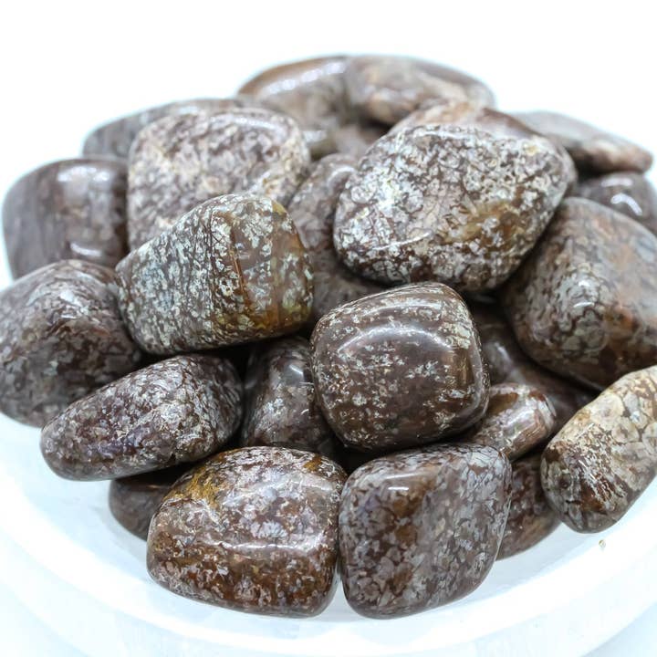 Obsidiana Floco de Neve Castanha Rolada 10-20mm 1KG/2lbs por atacado de Quasar Gems USA