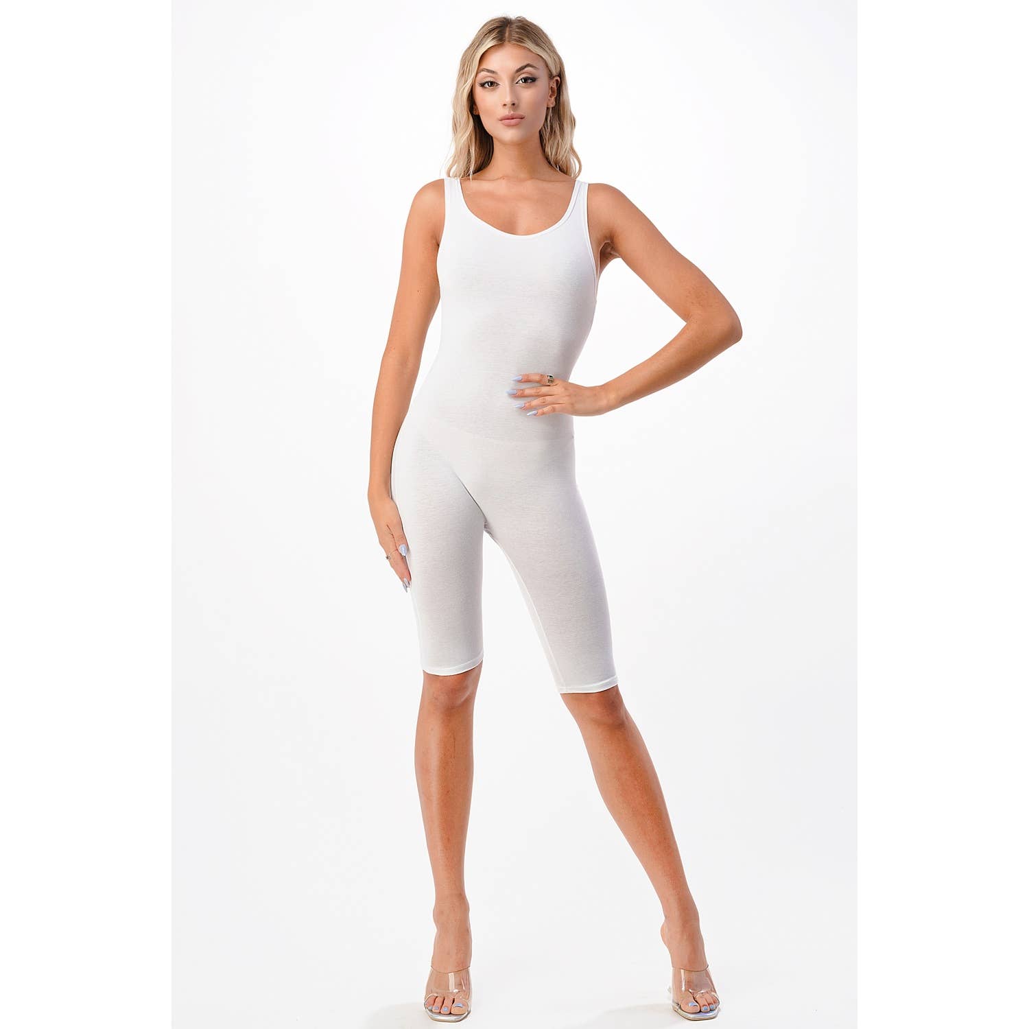 Lime All the Time - Wholesale Romper - Women's - Solid Muscle Tank Bike Short Romper10