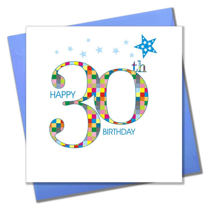 Claire Giles Ltd - Vente Cartes d'anniversaire - Carte d'anniversaire Blue Age 30, Happy 30th Birthday1