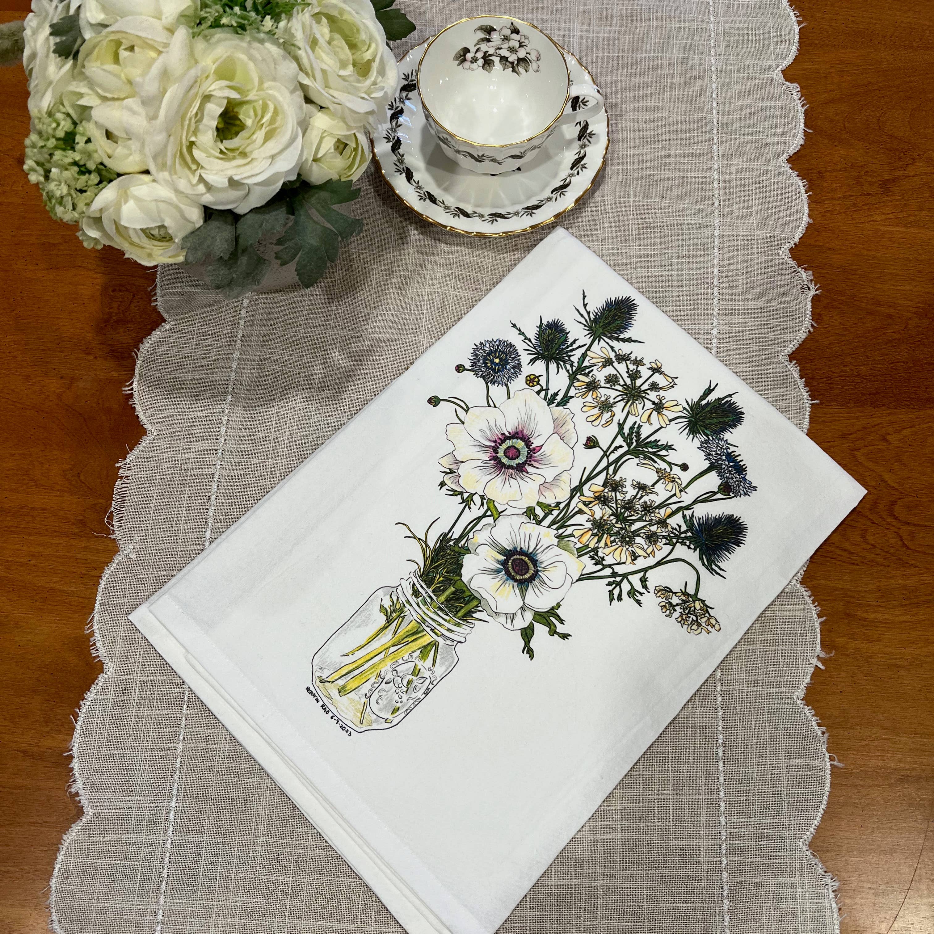 Vivid Cottage - Wholesale Tea Towel - Tea Towel - Anemone & Thistle1