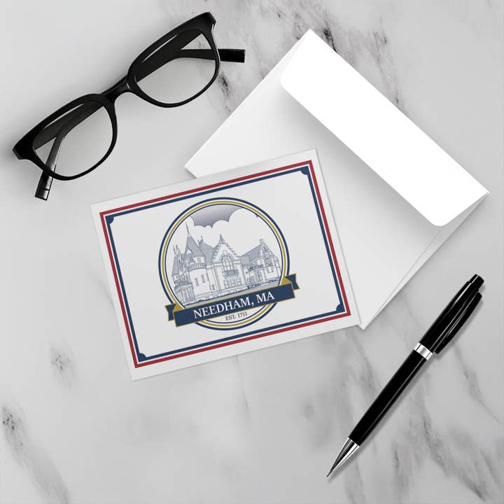Needham Town Hall: Notecard Set for wholesale by The Placemaker Project