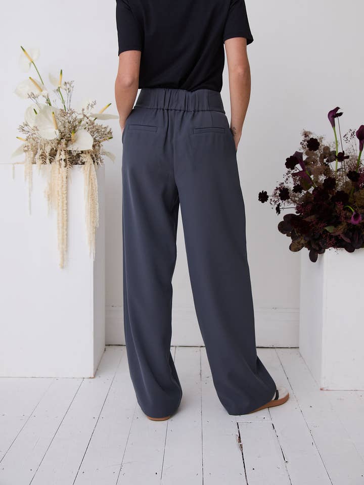 Gray Lucia Premium Slate Wide Leg Comfort Trouser for wholesale on Faire1